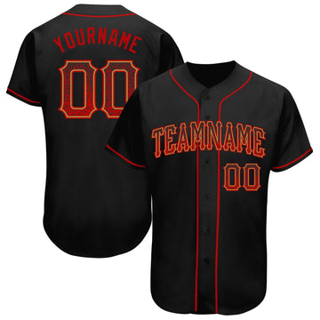 Custom Black Red-Old Gold Authentic Drift Fashion Baseball Jersey