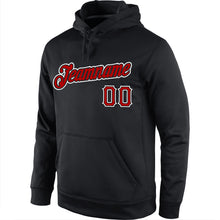 Load image into Gallery viewer, Custom Stitched Black Red-White Sports Pullover Sweatshirt Hoodie
