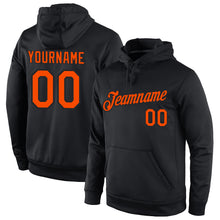 Load image into Gallery viewer, Custom Stitched Black Orange Sports Pullover Sweatshirt Hoodie

