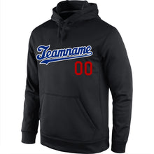 Load image into Gallery viewer, Custom Stitched Black Royal-Red Sports Pullover Sweatshirt Hoodie
