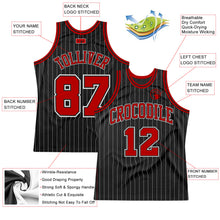 Load image into Gallery viewer, Custom Black White Pinstripe Red-White Authentic  Basketball Jersey
