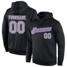 Load image into Gallery viewer, Custom Stitched Black Gray-Purple Sports Pullover Sweatshirt Hoodie
