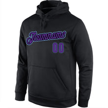 Load image into Gallery viewer, Custom Stitched Black Purple-Light Blue Sports Pullover Sweatshirt Hoodie
