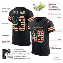 Load image into Gallery viewer, Custom Black Vintage USA Flag-Cream Mesh Authentic Football Jersey
