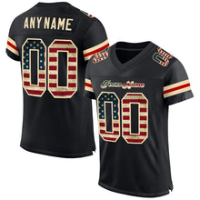 Load image into Gallery viewer, Custom Black Vintage USA Flag-Cream Mesh Authentic Football Jersey
