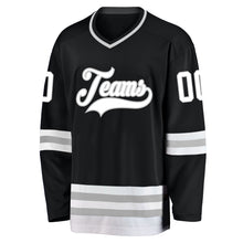Load image into Gallery viewer, Custom Black White-Gray Hockey Jersey
