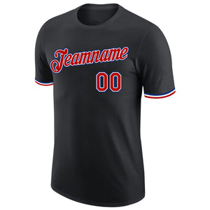 Custom Black Red-Royal Performance T-Shirt