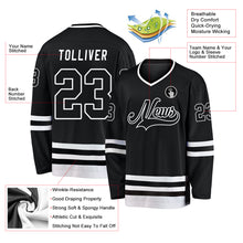 Load image into Gallery viewer, Custom Black Black-White Hockey Jersey
