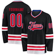 Load image into Gallery viewer, Custom Black Red-White Hockey Jersey
