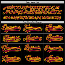 Load image into Gallery viewer, Custom Black Maroon-Gold Hockey Jersey
