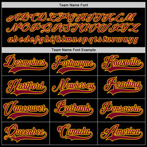Custom Black Maroon-Gold Hockey Jersey