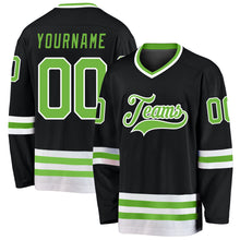 Load image into Gallery viewer, Custom Black Neon Green-White Hockey Jersey
