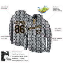 Load image into Gallery viewer, Custom Stitched Black Black-Old Gold 3D Pattern Design Snakeskin Sports Pullover Sweatshirt Hoodie
