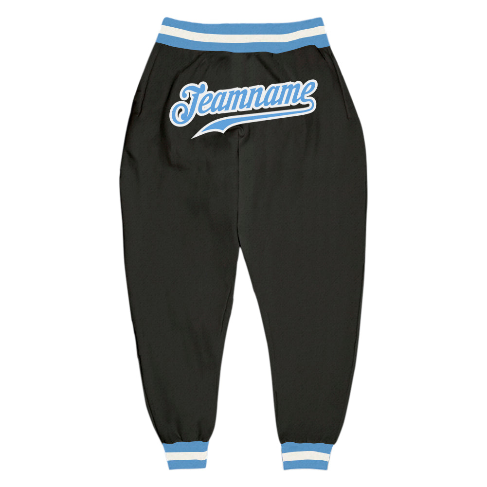 Custom Black Light Blue-White Sports Pants