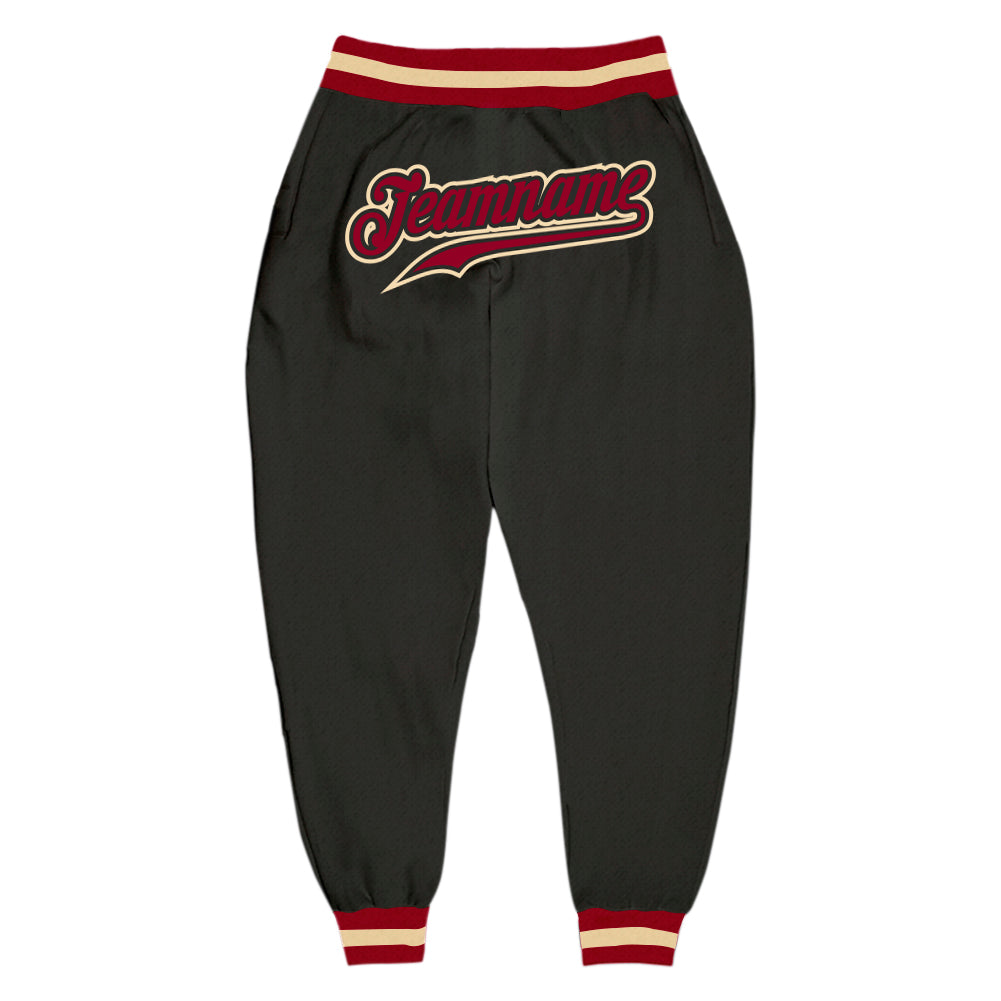 Custom Black Maroon-Crem Sports Pants