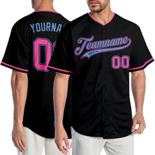Load image into Gallery viewer, Custom Black Pink-Light Blue Authentic Baseball Jersey
