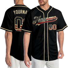 Load image into Gallery viewer, Custom Black Vintage USA Flag-Cream Authentic Baseball Jersey
