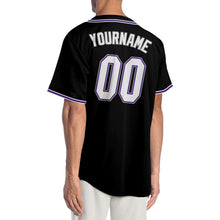 Load image into Gallery viewer, Custom Black White-Purple Authentic Baseball Jersey
