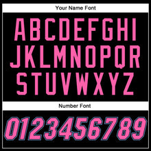 Load image into Gallery viewer, Custom Black White Pinstripe Pink-Light Blue Authentic Baseball Jersey
