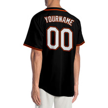 Load image into Gallery viewer, Custom Black White-Orange Authentic Baseball Jersey
