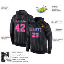 Load image into Gallery viewer, Custom Stitched Black White Pinstripe Pink-Light Blue Sports Pullover Sweatshirt Hoodie
