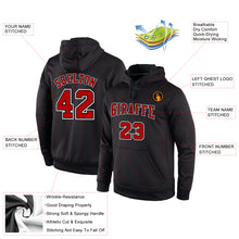 Load image into Gallery viewer, Custom Stitched Black Red Pinstripe Red-White Sports Pullover Sweatshirt Hoodie
