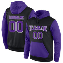 Load image into Gallery viewer, Custom Stitched Black Purple-White Sports Pullover Sweatshirt Hoodie
