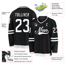 Load image into Gallery viewer, Custom Black White Hockey Jersey
