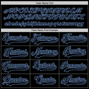 Custom Black Black-Light Blue Hockey Jersey