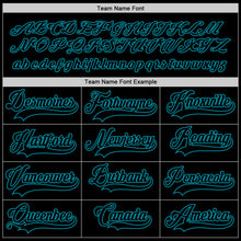 Load image into Gallery viewer, Custom Black Black-Teal Hockey Jersey
