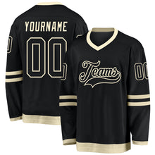 Load image into Gallery viewer, Custom Black Black-Cream Hockey Jersey
