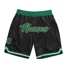 Load image into Gallery viewer, Custom Black Kelly Green-Old Gold Authentic Throwback Basketball Shorts
