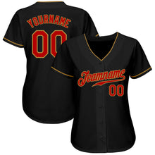 Load image into Gallery viewer, Custom Black Red-Old Gold Authentic Baseball Jersey
