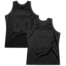 Load image into Gallery viewer, Custom Black Black-Steel Gray Authentic Throwback Basketball Jersey
