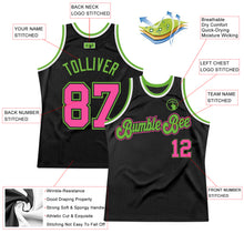 Load image into Gallery viewer, Custom Black Pink-Neon Green Authentic Throwback Basketball Jersey
