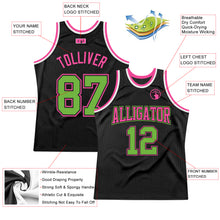 Load image into Gallery viewer, Custom Black Neon Green-Pink Authentic Throwback Basketball Jersey
