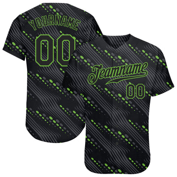 Custom Black Black-Neon Green 3D Pattern Design Authentic Baseball Jersey