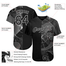 Load image into Gallery viewer, Custom Black Black-White 3D Pattern Design Geometry Authentic Baseball Jersey
