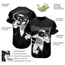 Load image into Gallery viewer, Custom Black Black-White 3D Pattern Design Astronaut Authentic Baseball Jersey
