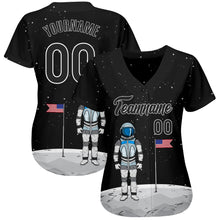 Load image into Gallery viewer, Custom Black Black-White 3D Pattern Design Astronaut Authentic Baseball Jersey
