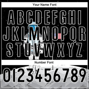 Custom Black Black-White 3D Pattern Design Astronaut Authentic Baseball Jersey