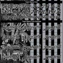 Load image into Gallery viewer, Custom Black Black-Gray 3D Pattern Design Leopards And Tropical Palm Leaves Authentic Baseball Jersey
