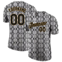 Load image into Gallery viewer, Custom Black Black-Old Gold 3D Pattern Design Snakeskin Performance T-Shirt
