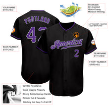 Load image into Gallery viewer, Custom Black Purple-Gray Authentic Baseball Jersey
