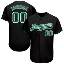 Load image into Gallery viewer, Custom Black Kelly Green-White Authentic Baseball Jersey
