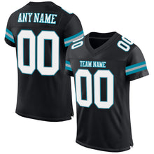 Load image into Gallery viewer, Custom Black White-Teal Mesh Authentic Football Jersey

