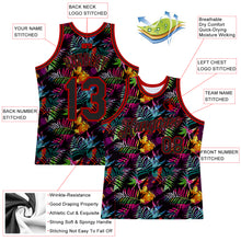 Load image into Gallery viewer, Custom Black Black-Red 3D Pattern Design Tropical Palm Leaves Authentic Basketball Jersey
