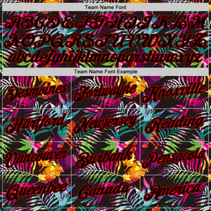 Custom Black Black-Red 3D Pattern Design Tropical Palm Leaves Authentic Basketball Jersey