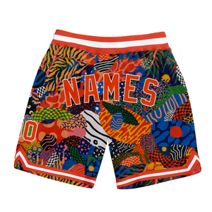 Custom Black Orange-White 3D Pattern Design Hawaii Bush Authentic Basketball Shorts