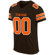 Load image into Gallery viewer, Custom Brown Orange-White Mesh Authentic Football Jersey
